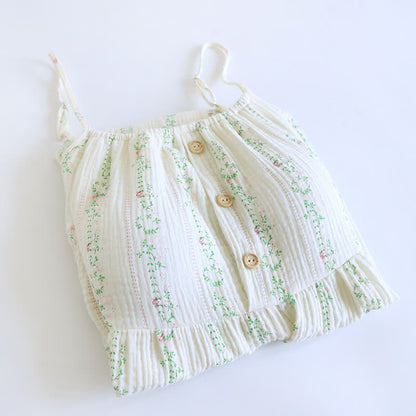 Fresh Floral Leaf Cotton Ruffle Nightgown - image 1