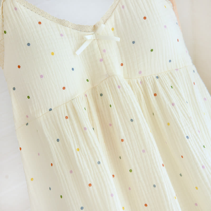 Rainbow Dot Cotton Gauze Lounge Dress - image 7