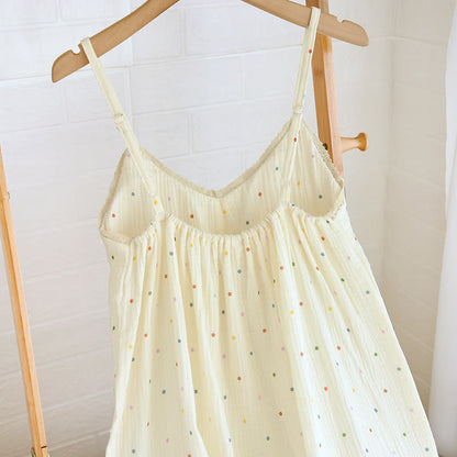 Rainbow Dot Cotton Gauze Lounge Dress - image 4
