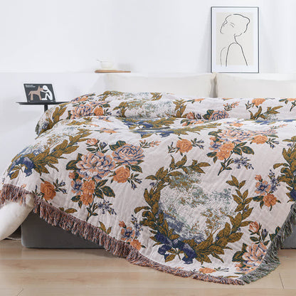 4-Layer Cotton Gauze Baroque Floral Bedspread Quilt - King - image 0