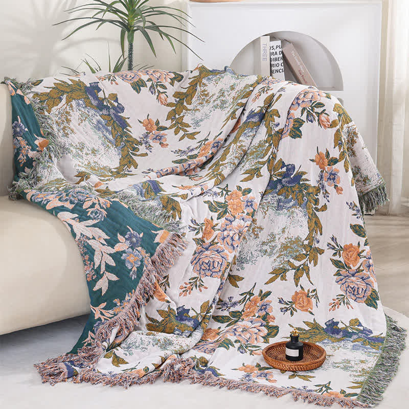4-Layer Cotton Gauze Baroque Floral Bedspread Quilt - image 2