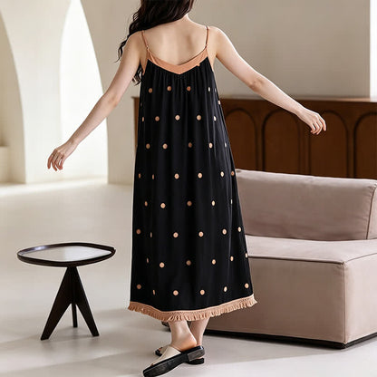 Black Polka Dot Cotton Lounge Dress - image 4