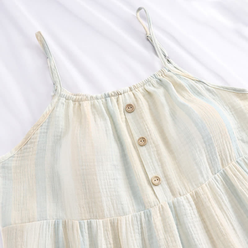 Pastel Stripe Cotton Tiered Cami Nightgown - image 2