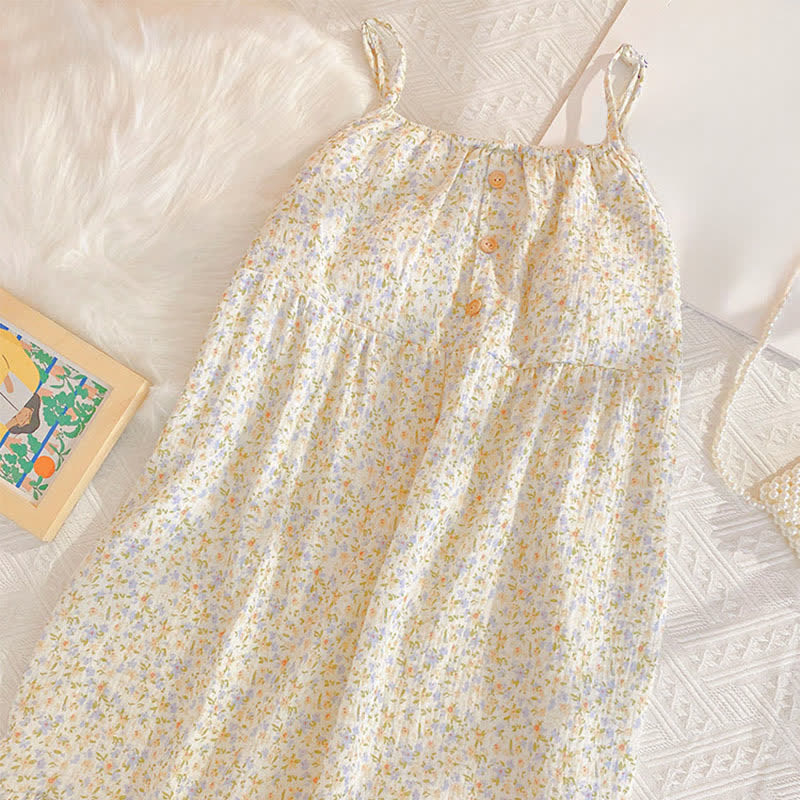 Floral & Leaf Cotton Ruffle Lounge Dress - image 4