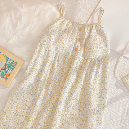 Floral & Leaf Cotton Ruffle Lounge Dress - image 4