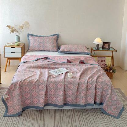 Cotton Gauze Yarn-Dyed Reversible Bedspread Quilt - image 1