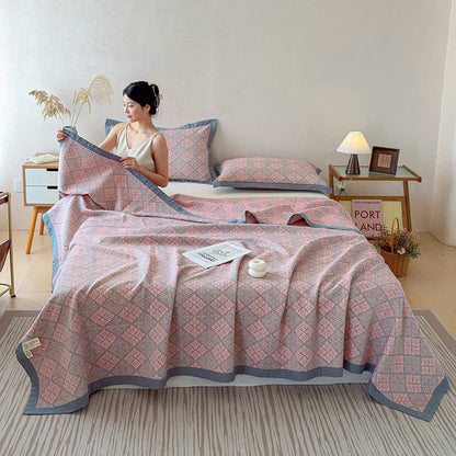 Cotton Gauze Yarn-Dyed Reversible Bedspread Quilt - image 2