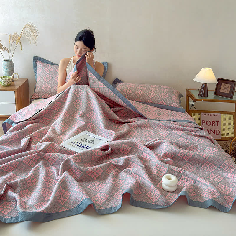 Cotton Gauze Yarn-Dyed Reversible Bedspread Quilt - image 5