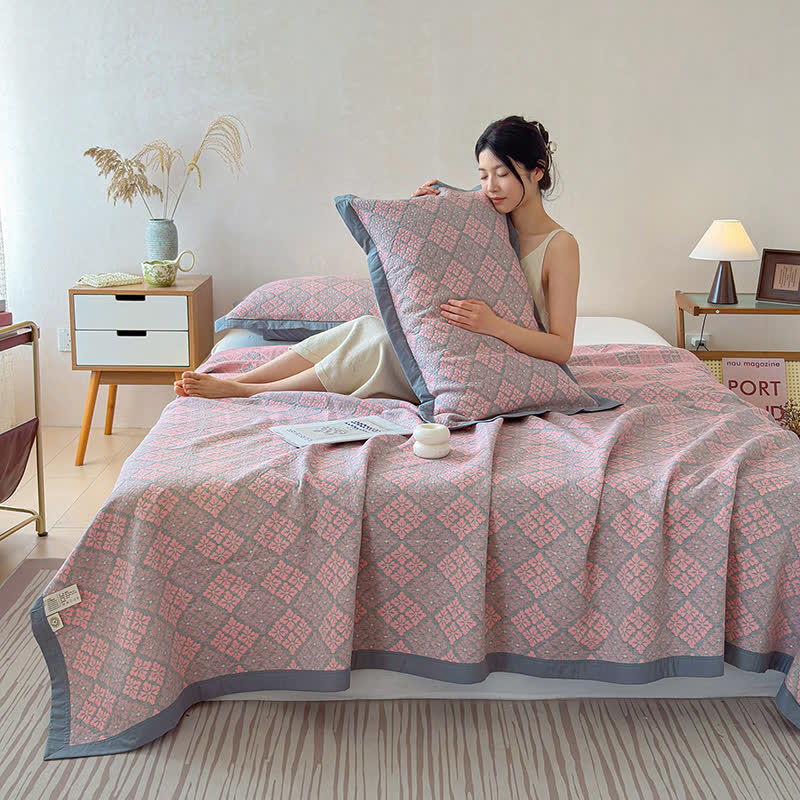 Cotton Gauze Yarn-Dyed Reversible Bedspread Quilt - image 4