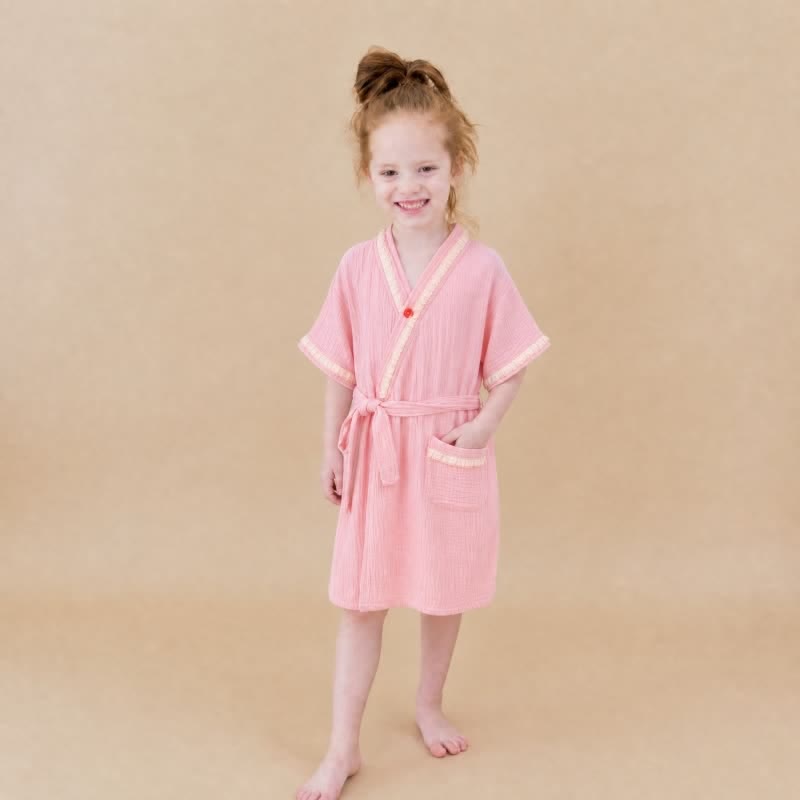 Ruffle Trim Kids' Cotton Muslin Robe - image 1