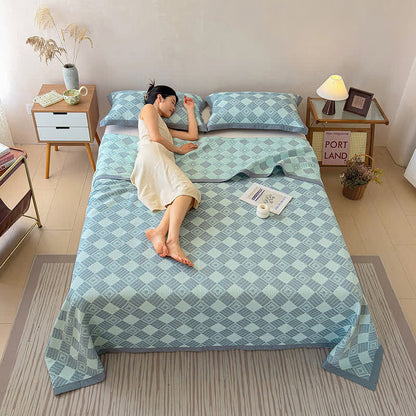 Reversible 3-layer Geometric Jacquard Blanket Quilt - image 8