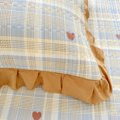 Plaid & Heart Print Cotton Twill Coverlet - image 5