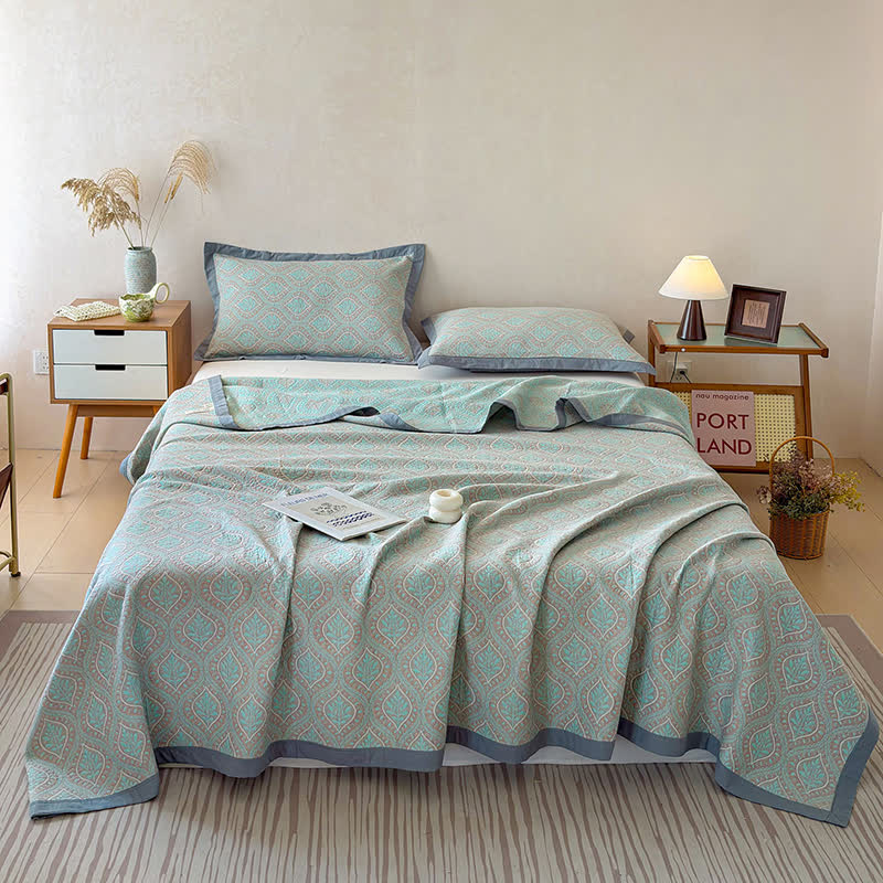 Botanical Leaves Cotton Gauze Bedspread Quilt - image 4