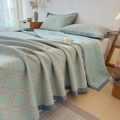Botanical Leaves Cotton Gauze Bedspread Quilt - image 8