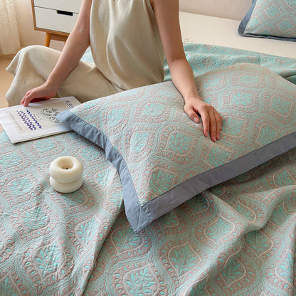 Botanical Leaves Cotton Gauze Bedspread Quilt - image 11