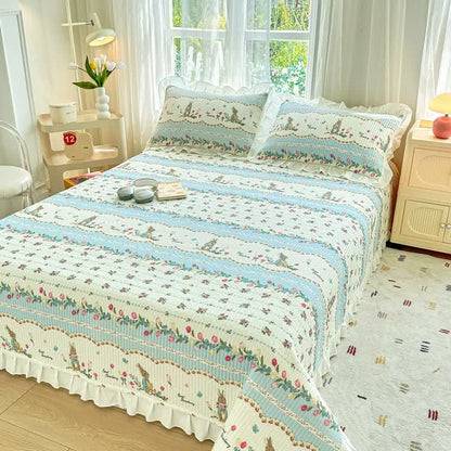 Floral Bunny Print Cotton Twill Coverlet - image 1