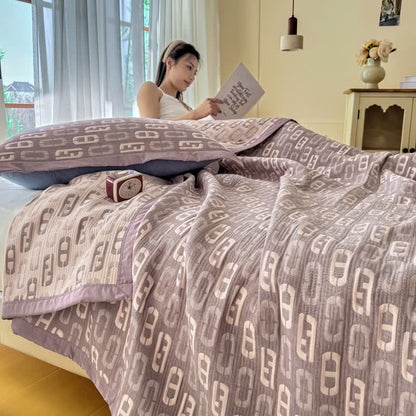 Geometric Jacquard Cotton Double Gauze Quilt - image 2