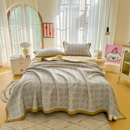 Reversible Geometric Jacquard Cotton Gauze Quilt - Quilt with 2PCS Pillow Towels - King - image 0