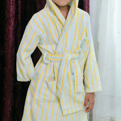 Pastel Stripe Cotton Kids Bathrobe - image 3