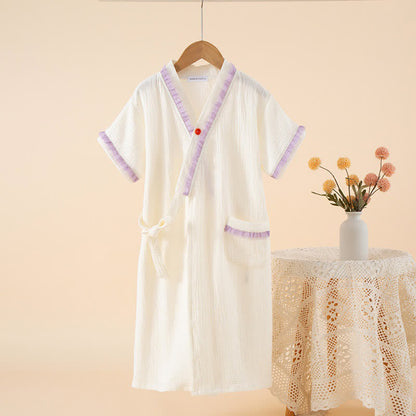 Ruffle Trim Kids' Cotton Muslin Robe - image 11