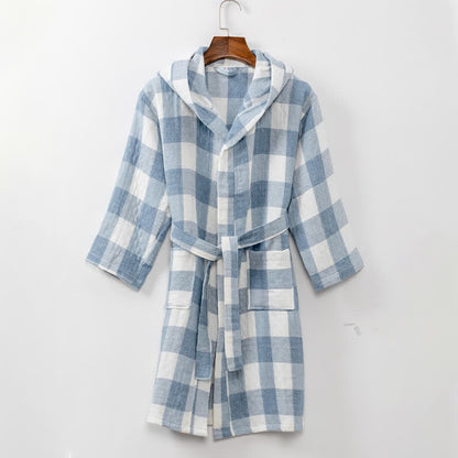 Kids' Plaid Hooded Cotton Bathrobe - image 8