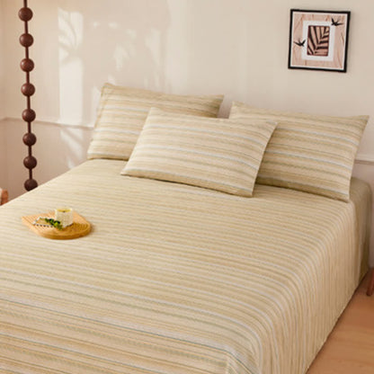 Rustic Cotton Linen Stripe Bedspread - image 1