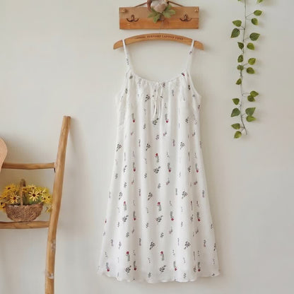 White Floral Sleeveless Lounge Slip Dress - White - L - image 0