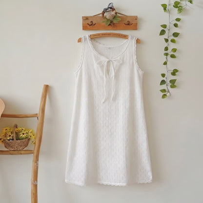 Cotton Tie Front Cami Lounge Dress - White - XL - image 0