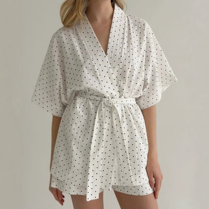 Polka Dot Cotton Kimono Pajama Set - image 1