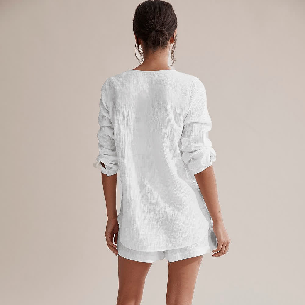 Long Sleeve Top & Shorts Pajama Set - image 4