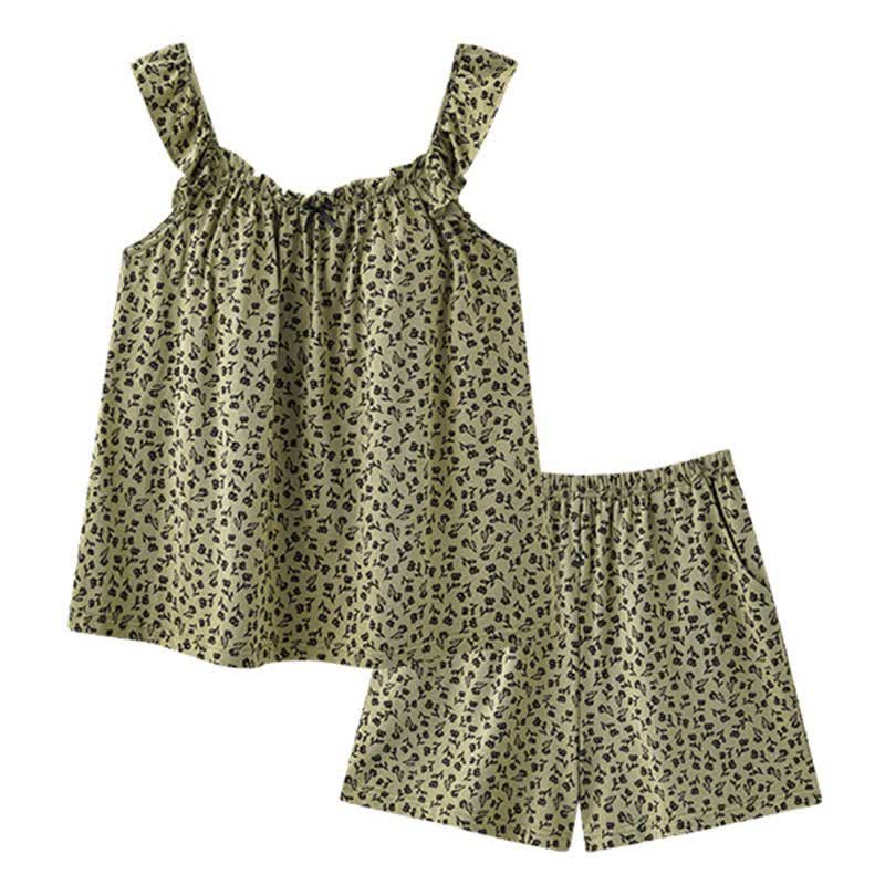 Olive Floral Ruffle Cami Pajama Set - image 5