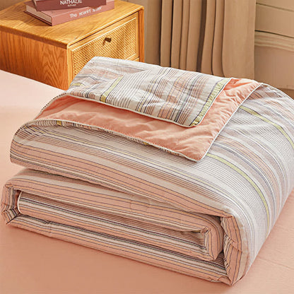 Soft Plaid Pure Summer Bedding Set - Pink - Queen - Bedding Set - image 4