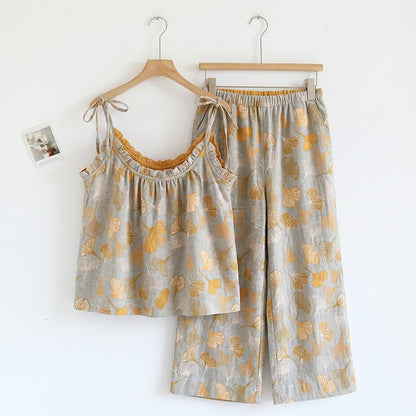 Ginkgo Cami Top & Pants Pajama Set - Light Gray & Yellow - XL - image 31