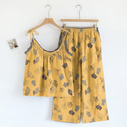 Ginkgo Cami Top & Pants Pajama Set - Yellow & Dark Gray - XL - image 24
