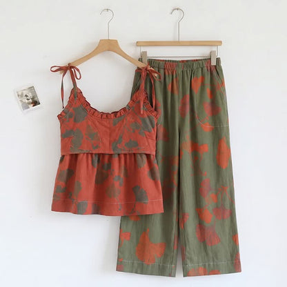 Elegant Ginkgo Cami Cotton Pajama Set - image 17