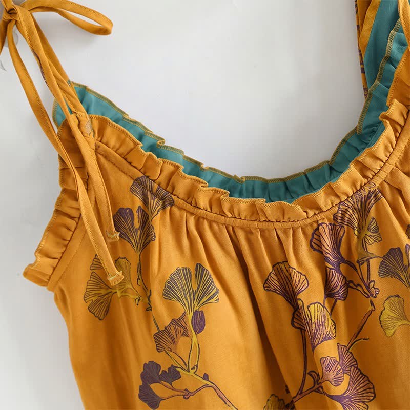 Elegant Ginkgo Cami Cotton Pajama Set - image 10