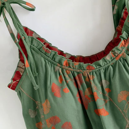 Ginkgo Leaf Cami Ruffled Pajama Set - image 6