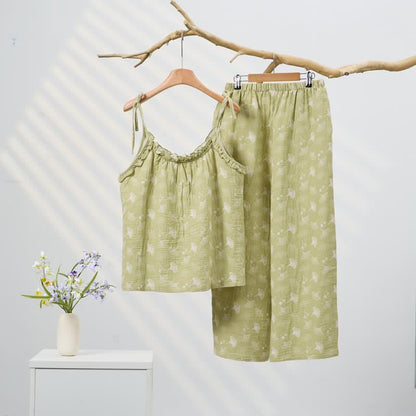 Fresh Ginkgo Leaf Cami Cotton Pajamas - image 2