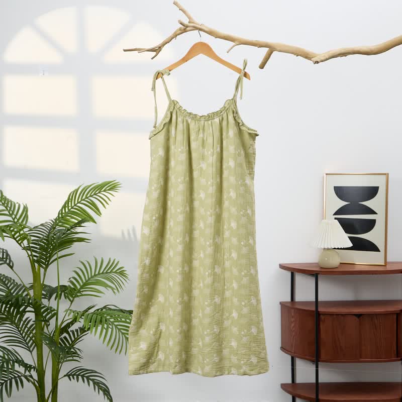 Fresh Ginkgo Cotton Cami Night Dress - Green - XL - image 0