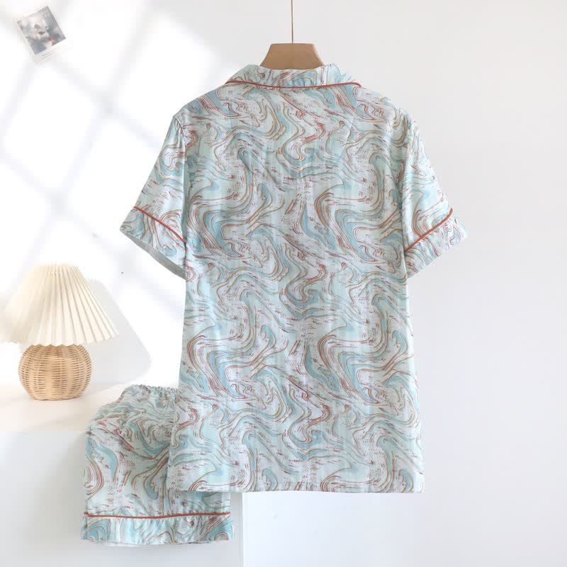 Abstract Print Cotton Gauze Lounge Set - image 4
