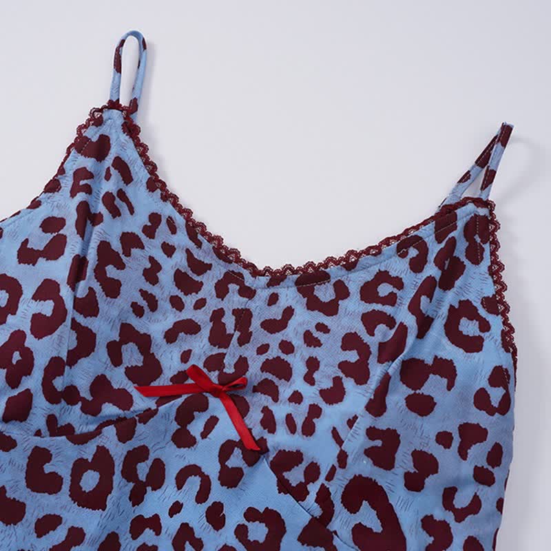 Blue Leopard Print Cami Loungewear Set - image 2