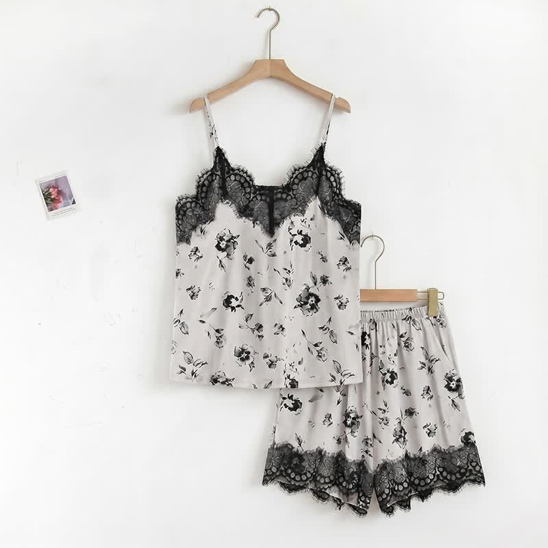 Romantic Floral Lace Cami Pajama Set - image 1
