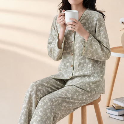Soft Floral Cotton Button Front Pajamas - image 5