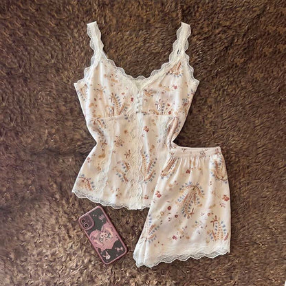 French Floral Cotton Lace Loungewear Set - image 5