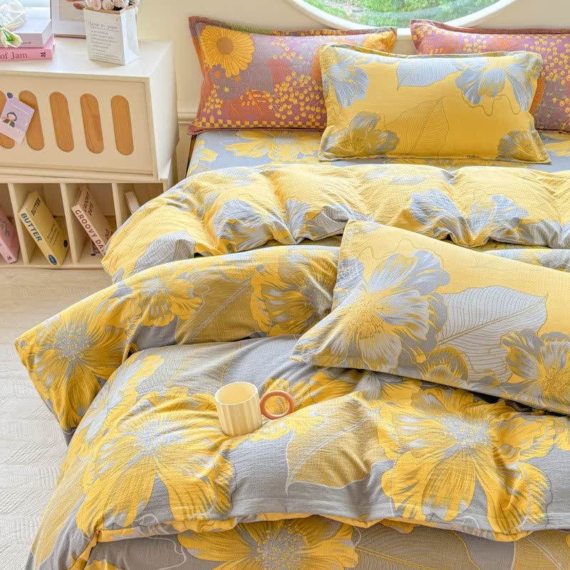 Floral Cotton Gauze 4-Piece Bedding Set - King - image 0