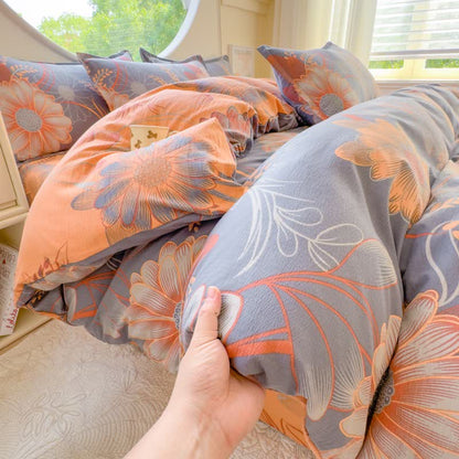 Floral & Wheat Cotton Gauze Bedding Set(4PCS) - image 1