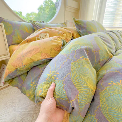 Abstract Floral Cotton Double Gauze Bedding(4PCS) - image 1