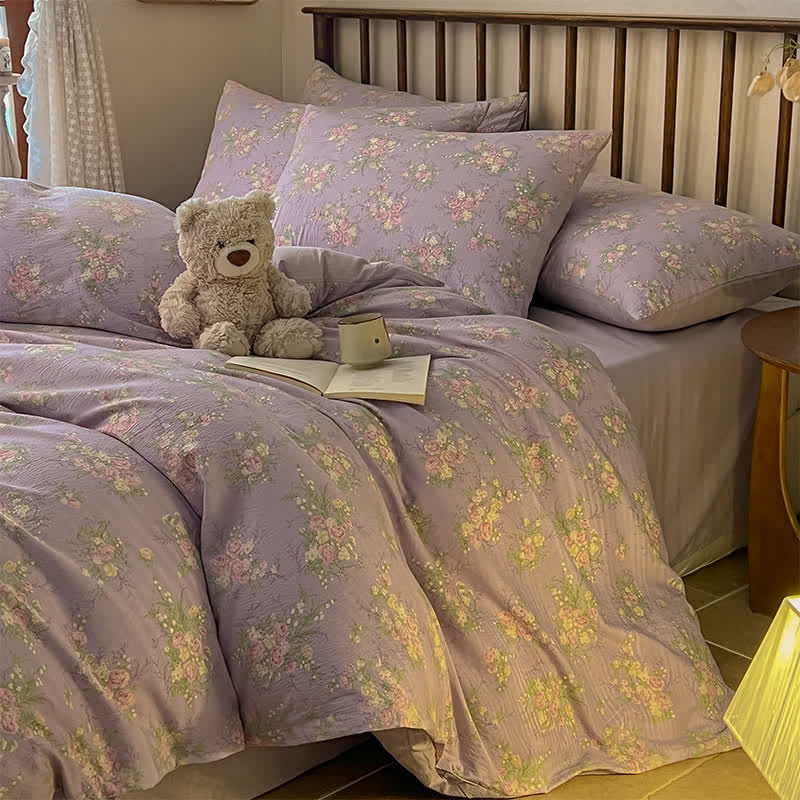 Dusty Purple Rose Cotton Gauze Bedding(4PCS) - image 1
