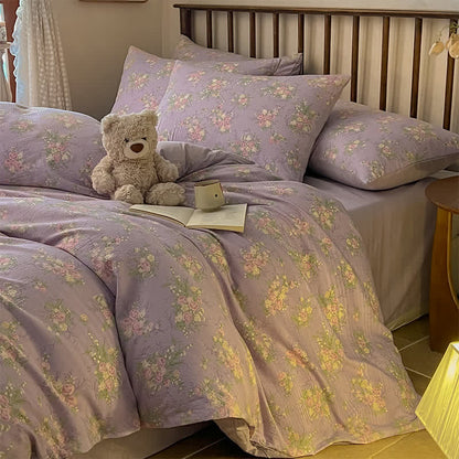 Dusty Purple Rose Cotton Gauze Bedding(4PCS) - image 1