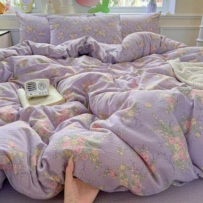 Dusty Purple Rose Cotton Gauze Bedding(4PCS) - image 4